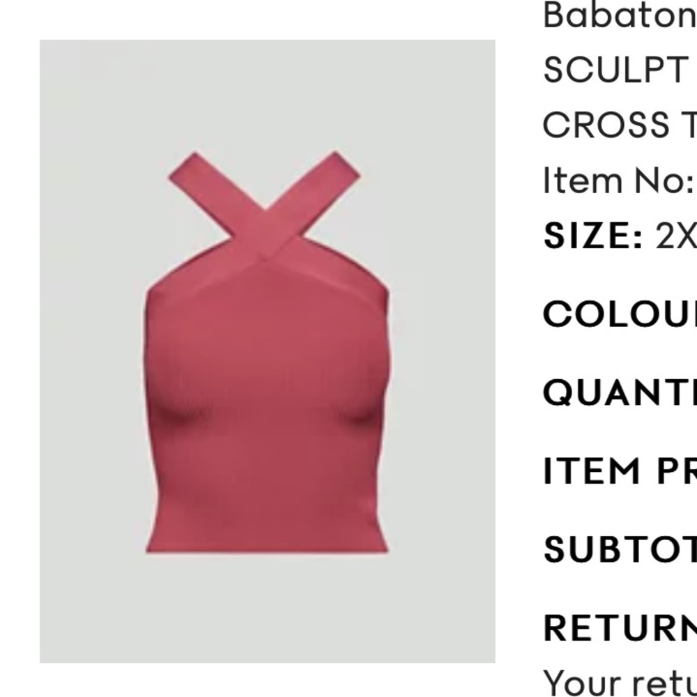 NWT Aritzia Sculpt Knit Criss Cross Cropped Tank in Rhodon Pink